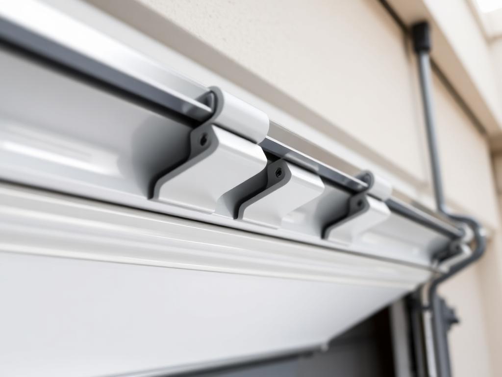 Close-up of garage door safety features and pinch-resistant panel design